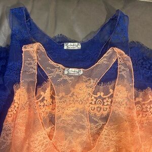 Lot of 2 Small Intimates by Free People Sheer Lace Nightgowns Sexy Lingerie